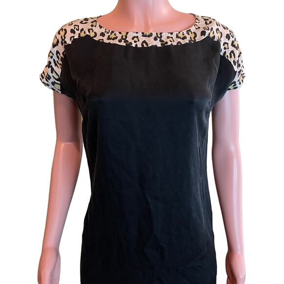 Just Cavalli Dress Size 40 4 US Black Leopard Print Bateau Neckline Mini Y2K - Picture 2 of 10